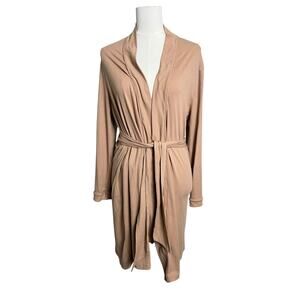 Dorina Sofia Kimono Robe Womens Small Beige Ribbed Jersey Lounge Lightweight